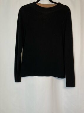 Eileen Fisher Black Clay Reversible Silk Cotton Funnel Neck Sweater XS